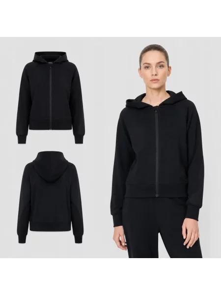 BLUZA DRESOWA 4F ROZPINANA Z KAPTUREM Z MODALEM czarny