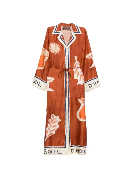 Gulerat rochie midi Alemais până la genunchi de costum maro