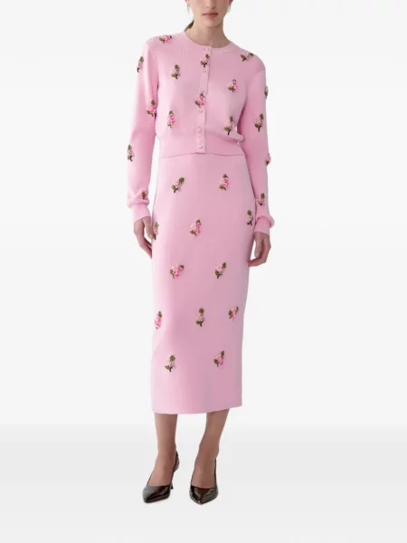Fustă midi Carolina Herrera cu model floral roz