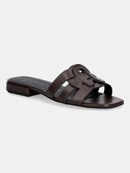 Furla papuci pentru femei din piele Summer maro