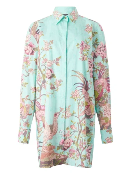 Rochie tip cămașă Roberto Cavalli de costum verde