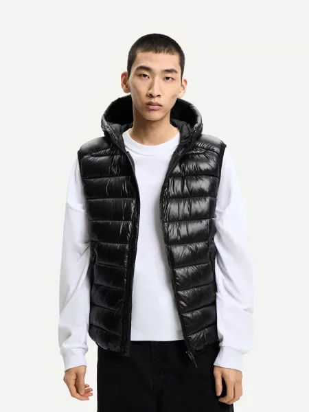 Bershka Lekka Kamizelka Pikowana Mężczyzna Xl czarny