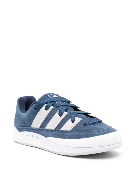 Hanorac cu glugă Adidas cu broderie din piele de căprioară albastru