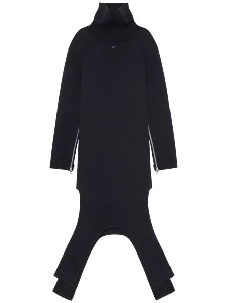 Dzianinowa maksi sukienka maxi Courreges garniturowa czarna