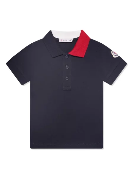 Koszulka polo dziecięca Moncler Enfant niebieska