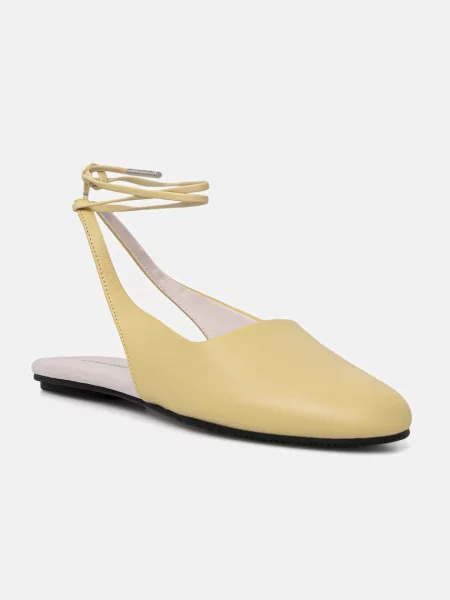 Calvin Klein Usnjene balerinke BALLERINA SLING BACK LTH rumena