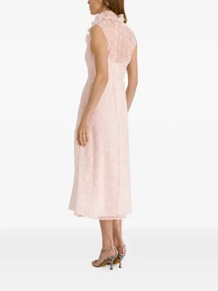 Rochie midi Alberta Ferretti cu model floral cu volane roz
