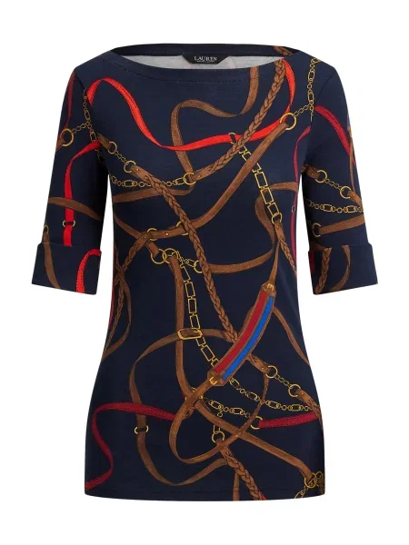 Lauren Ralph Lauren Tricou bleumarin / maro / galben auriu roșu