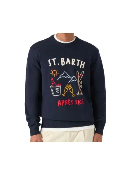 Sweter Mc2 Saint Barth wełniany niebieski