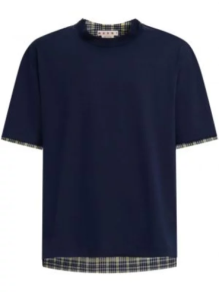 Tricou Marni în carouri albastru