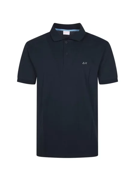 Tricou polo Sun68 cu broderie albastru