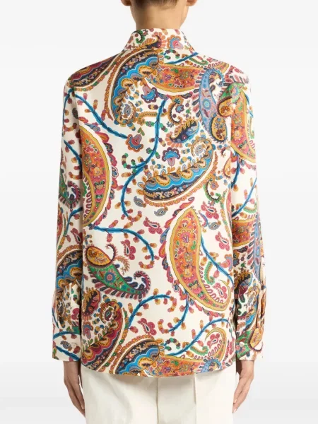 Cămașă Etro de mătase cu imagine cu model paisley alb