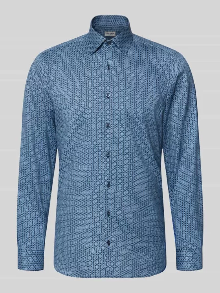 Olymp Level Five Koszula łatwa w prasowaniu Mężczyźni Slim Fit 38 niebieski