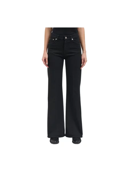 Szerokie jeansy Dondup z bursztynem czarne