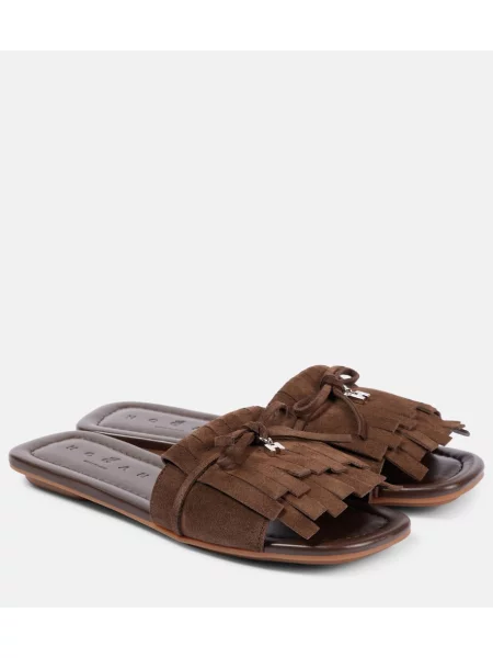 Semišové sandály Hogan s třásněmi hnědé