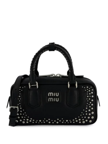 Geantă Miu Miu din piele cu tepi negru