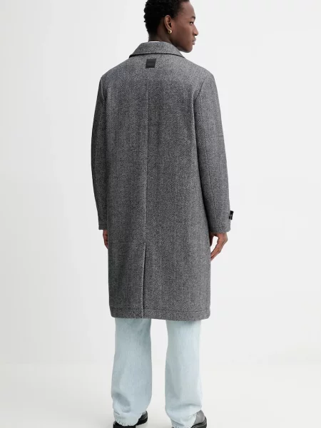 Kabát s příměsí vlny Calvin Klein šedá