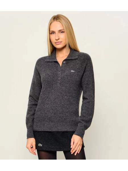 Lacoste Gyapjú kötött pulóver szürke