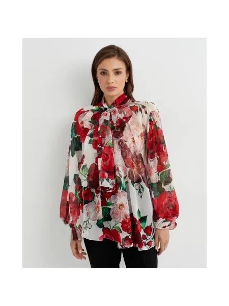 Bluzka Dolce And Gabbana szyfonowa w kwiatki