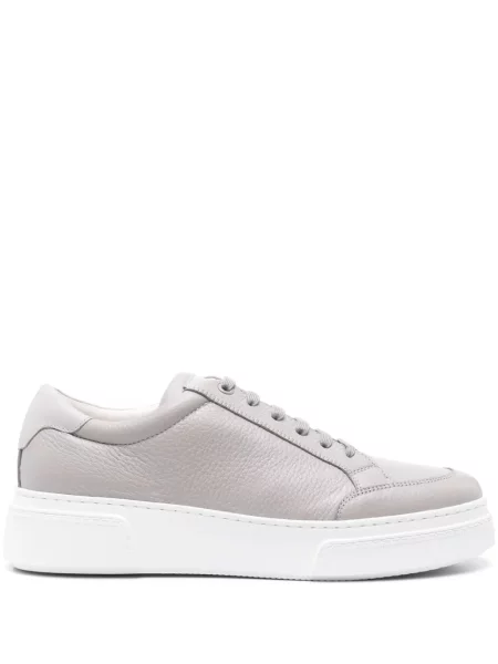 Sneakerși Giorgio Armani cu șireturi din piele gri