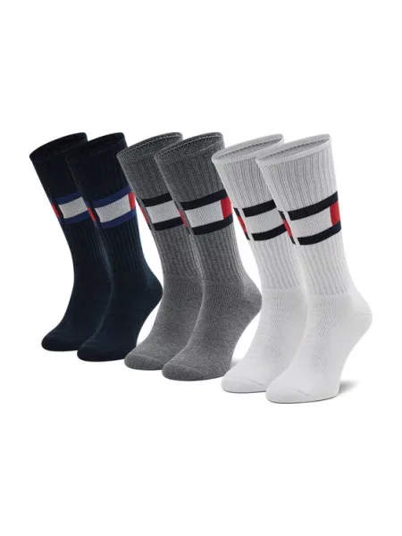 Tommy Hilfiger Ponožky Sada 3 Párů white / navy / grey bílé