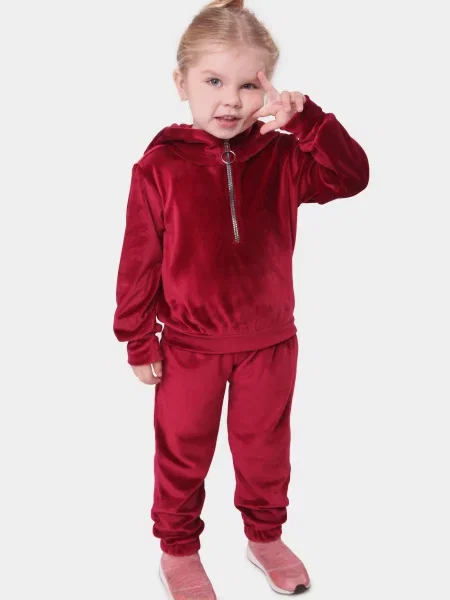 Велюровий Дитячий Спортивний костюм Timbo бордовий