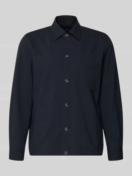 Krój regular fit koszula-kurtka z mieszanki bawełny z dodatkiem Marc O'polo granatowa