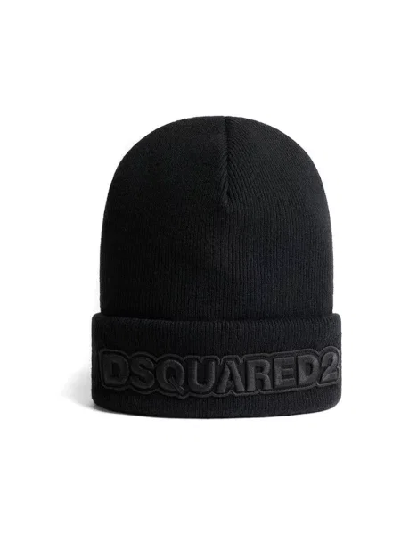 Haftowana czapka Dsquared2 wełniana czarna