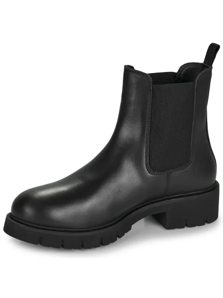 Tommy Jeans cizme TJW CHELSEA LEATHER BOOT cu plat negru