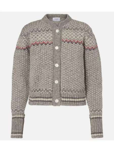 Cardigan Thom Browne de lână gri