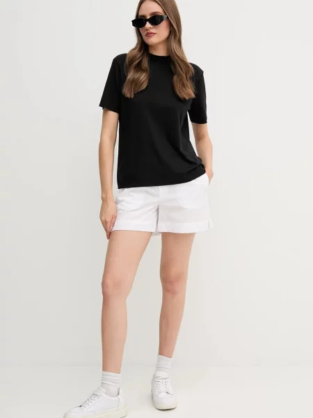 Calvin Klein Jeans szorty gładkie high waist biały