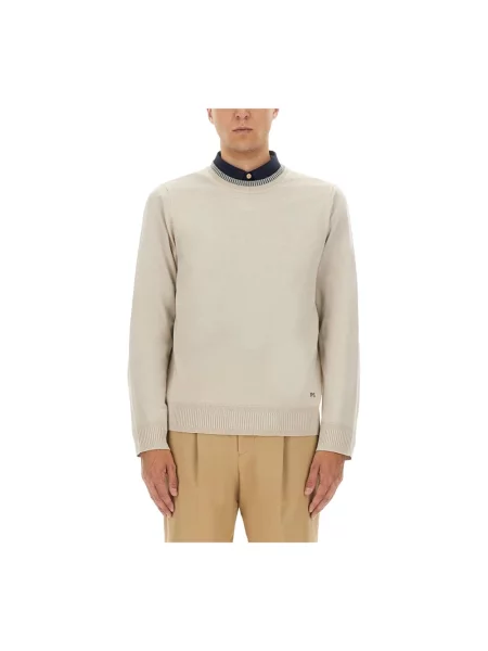 Sweter Ps By Paul Smith wełniany z logo biały