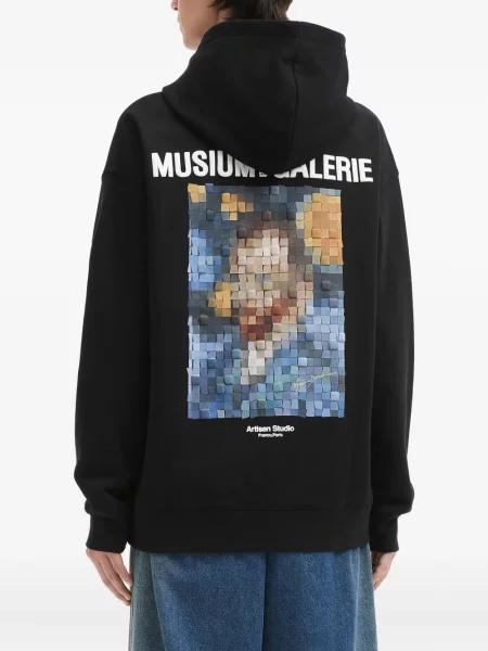 Hanorac cu glugă Musium Div. cu imagine negru