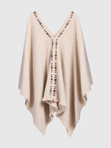 Пончо з кашеміру та шовку Loro Piana бежеве