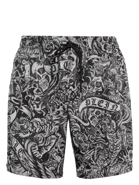 Slip de baie Philipp Plein cu imagine negru