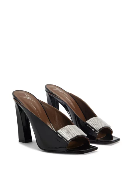 Кожени мюли Giuseppe Zanotti с кристали черно
