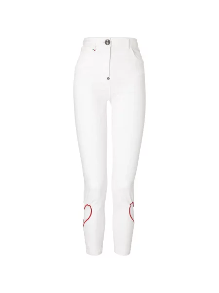 Jeansy Philipp Plein w serca z 5 kieszeniami białe