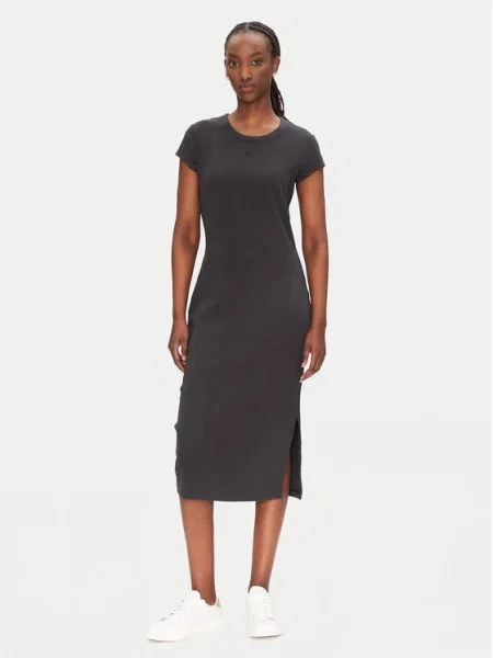 Рокля BOSS Orange къса с кройка по тялото черно