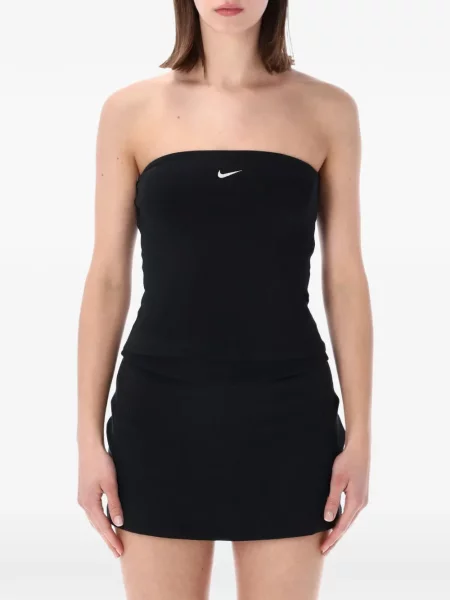Top Nike cu broderie negru