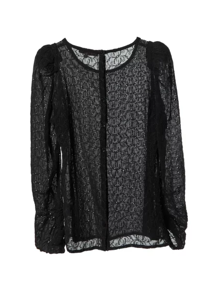 Top Maje cu broderie din crep negru