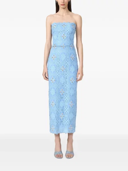Rochie midi Costarellos cu broderie albastru