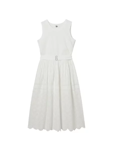 Rochie midi B+ab cu broderie alb