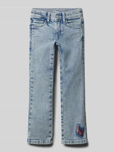 Jeansy o kroju regular fit z detalem z cekinów S.oliver Red Label niebieskie