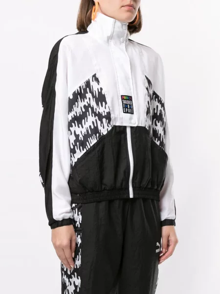 Geacă de vânt Puma cu imagine cu imprimeu abstract alb