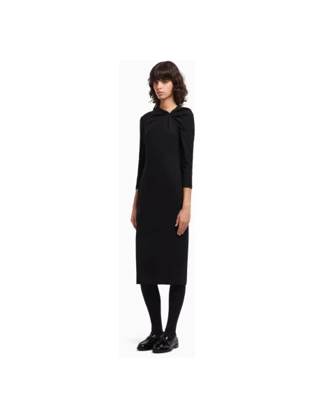 Dzianinowa długa sukienka maxi Emporio Armani czarna