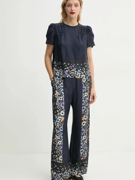 Шовкова блузка MUNTHE FAHSAI візерунок синій