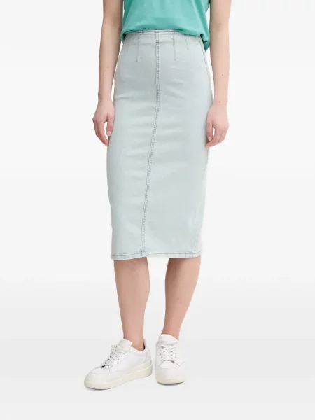 Fustă din denim Benetton cu talie înaltă albastru