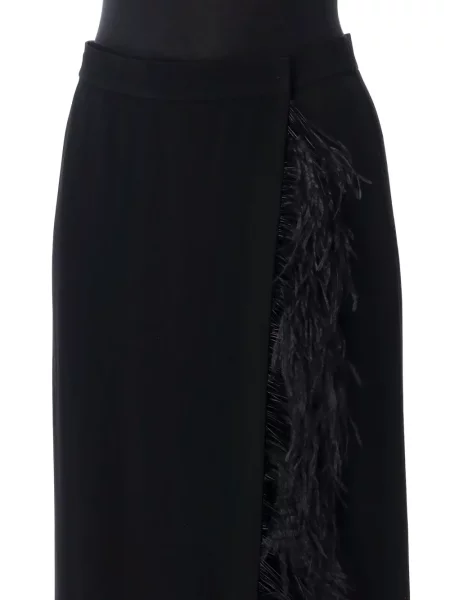 Fustă midi Alberta Ferretti cu pene plic negru