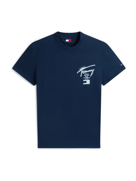 Tommy Jeans Tričko CITY SIGN marine modrá bílá
