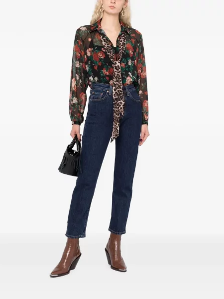 Decupat blugi drepți Levi's® zdrențuiți conici albastru